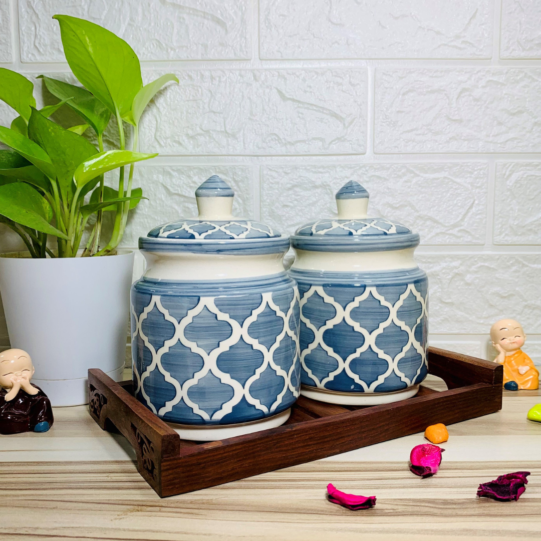 Homefrills Multi-Utility Storage Ceramic Jars & Containers with Lid ...