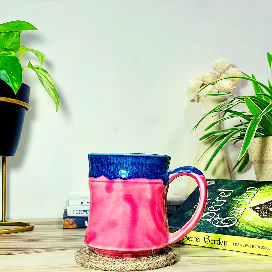 Homefrills Ceramic Hand Crafted Glossy Ceramic Coffee Mug (Pink) Suitable for Coffee, Tea, Juice, Cappuccino, etc. (275ml) Set of 1